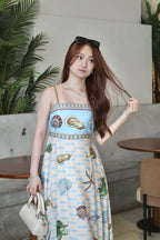Isley Printed Midaxi Dress (Blue)