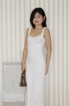 Abrielle Lace Bodycon Maxi Dress (White)