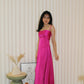 Aveline Corset Satin Maxi Dress (Pink)