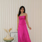 Aveline Corset Satin Maxi Dress (Pink)