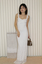 Abrielle Lace Bodycon Maxi Dress (White)