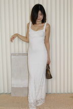 Abrielle Lace Bodycon Maxi Dress (White)
