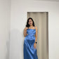 Camille Cut In Satin Dress (Blue)