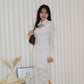 Liora Lace High Neck Midi Dress (White)