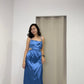 Camille Cut In Satin Dress (Blue)