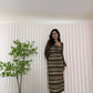 Livvy Stripes Bodycon Dress with Cardigan (Brown)