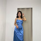 Camille Cut In Satin Dress (Blue)