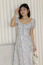 Jollie Floral Corset Flare Midaxi Dress (Cream)
