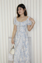 Jollie Floral Corset Flare Midaxi Dress (Cream)