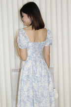 Jollie Floral Corset Flare Midaxi Dress (Cream)