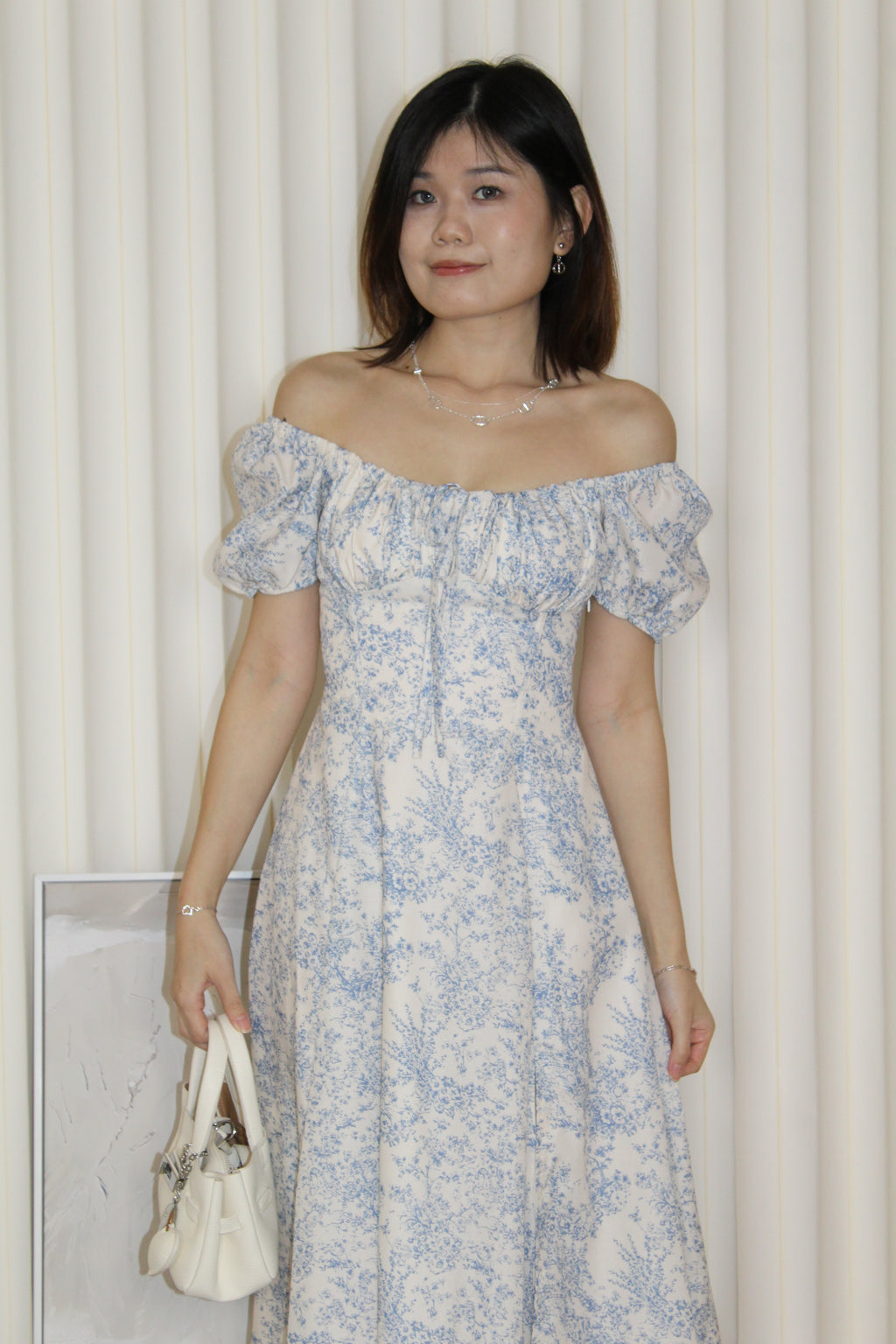 Jollie Floral Corset Flare Midaxi Dress (Cream)