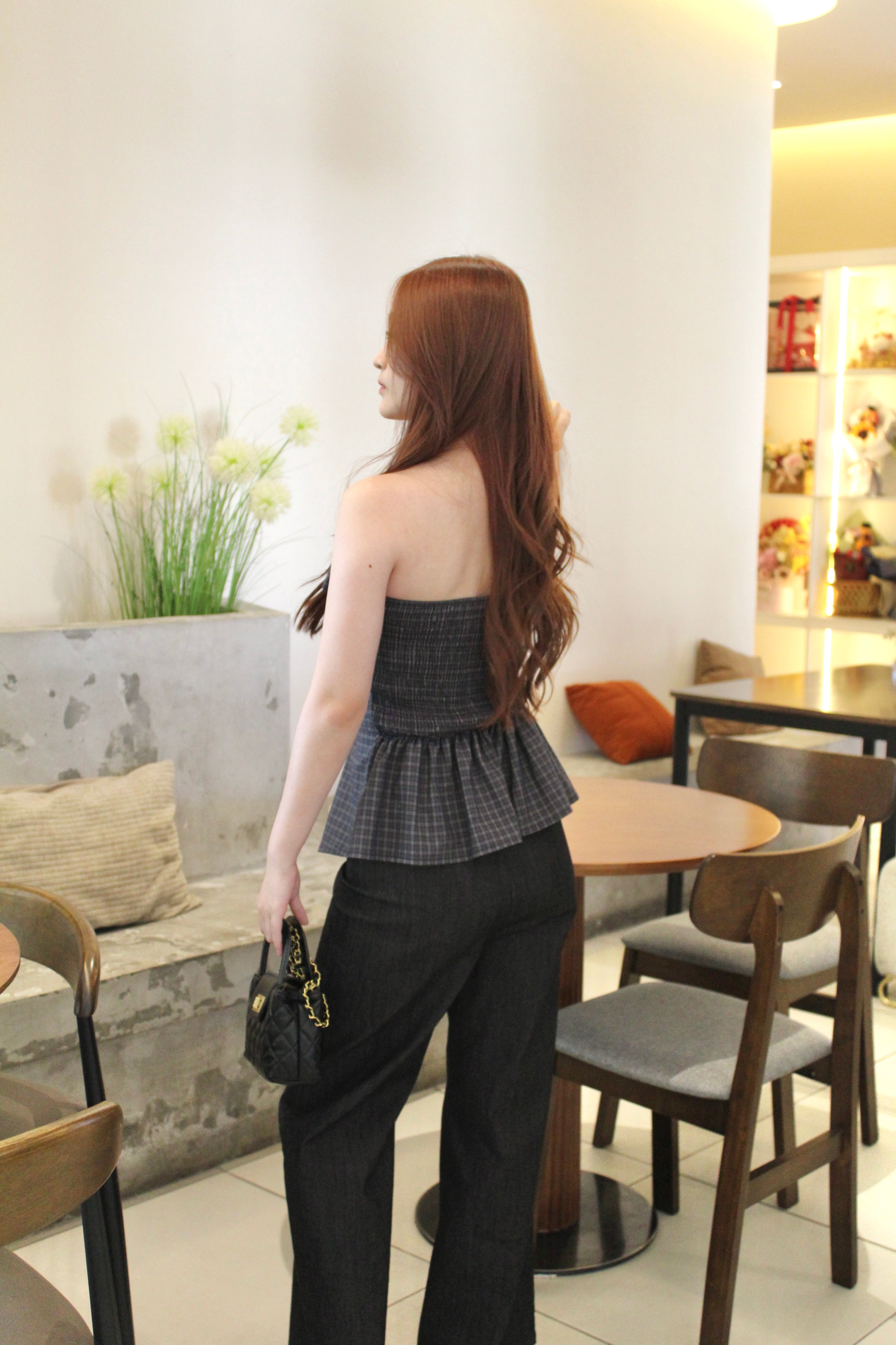 Ulya Checked Tube Top (Grey)