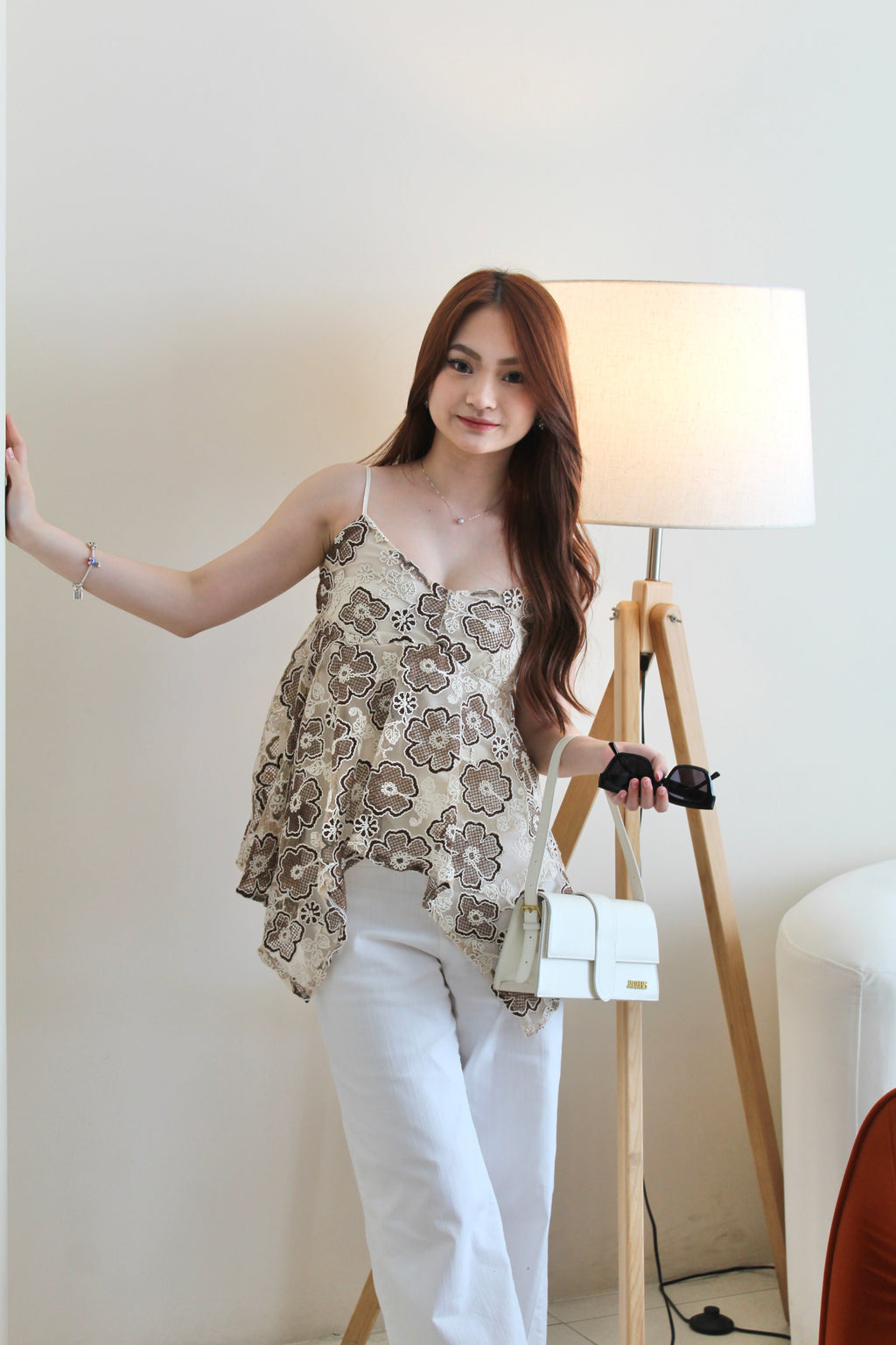 Jocelyn Embroidered Flare Top (Brown)