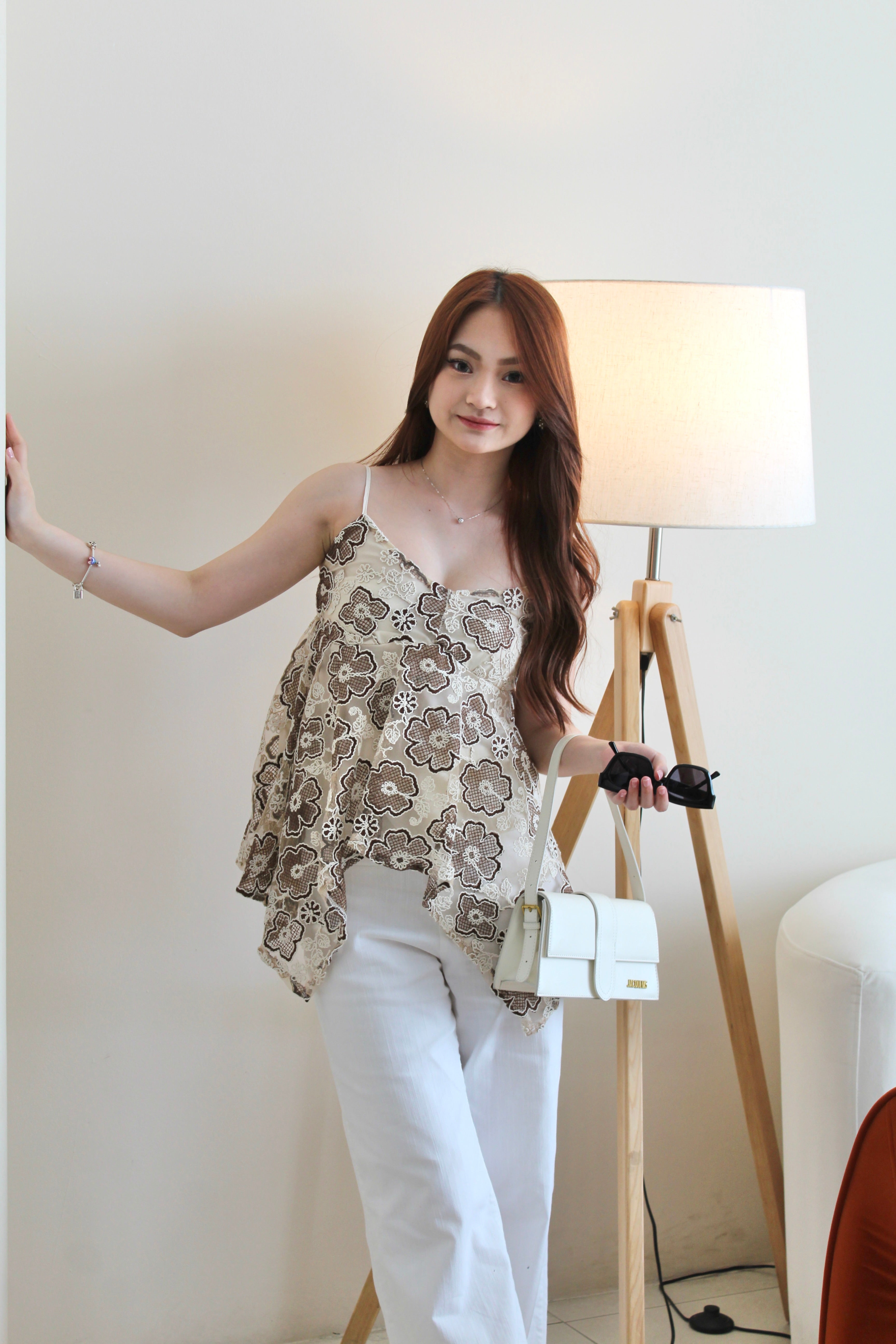 Jocelyn Embroidered Flare Top (Brown)