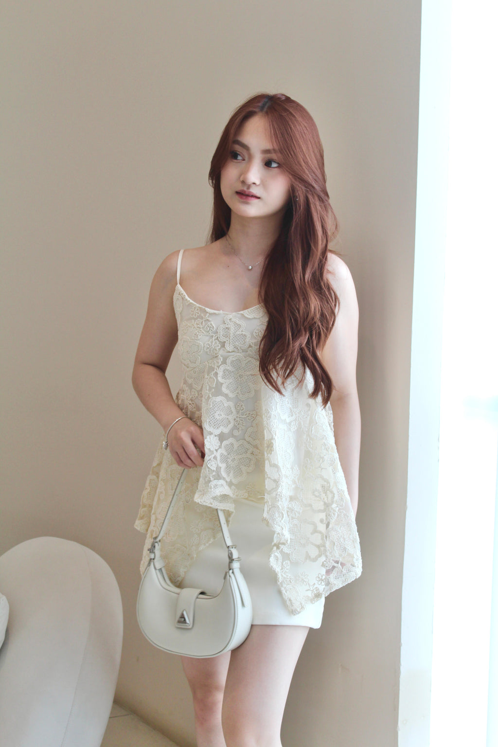 Erin High Waisted Mini Skirt (White)