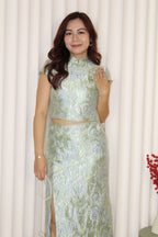 Nicky Jacquard Cheongsam Set (Green)