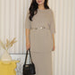Arlette Knit Two Piece Skirt Set (Cream)
