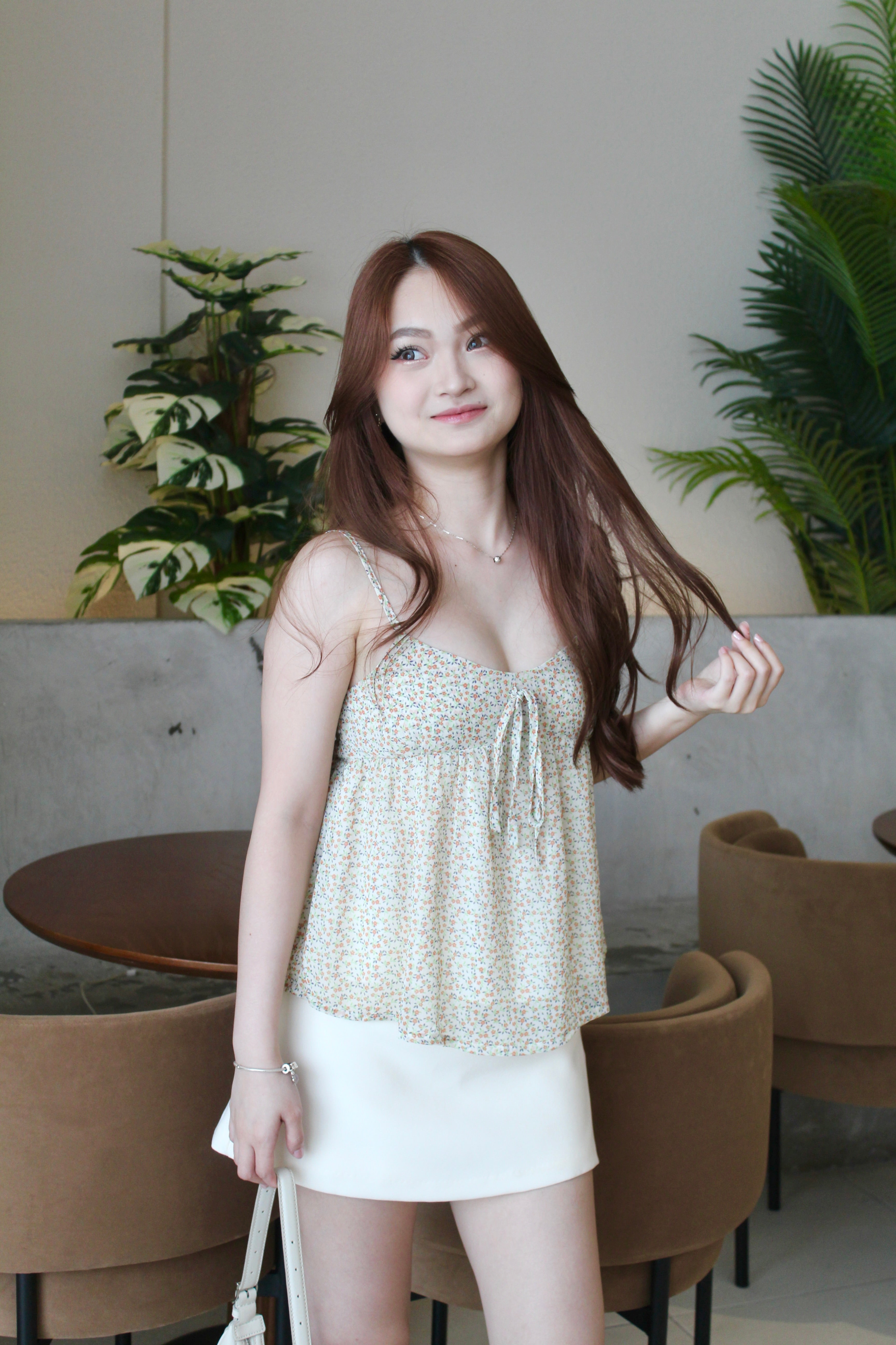Bella Floral Cami Top (Cream)