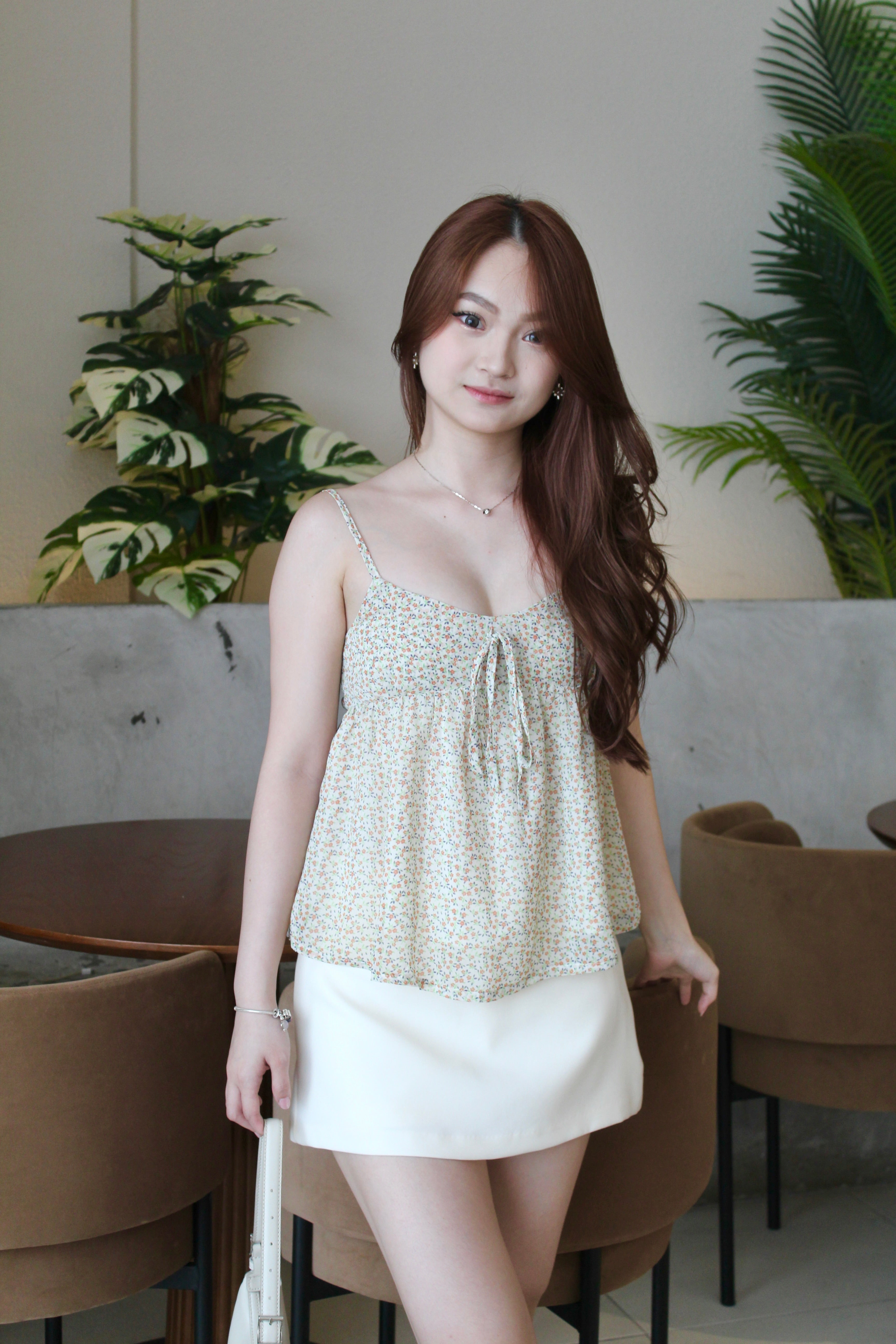 Bella Floral Cami Top (Cream)