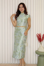 Nicky Jacquard Cheongsam Set (Green)