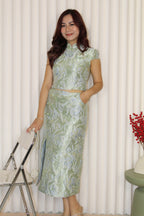 Nicky Jacquard Cheongsam Set (Green)