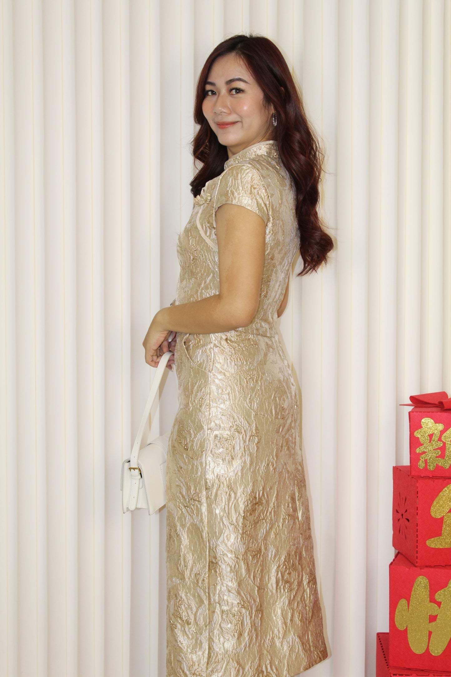 Nicky Jacquard Cheongsam Set (Gold)