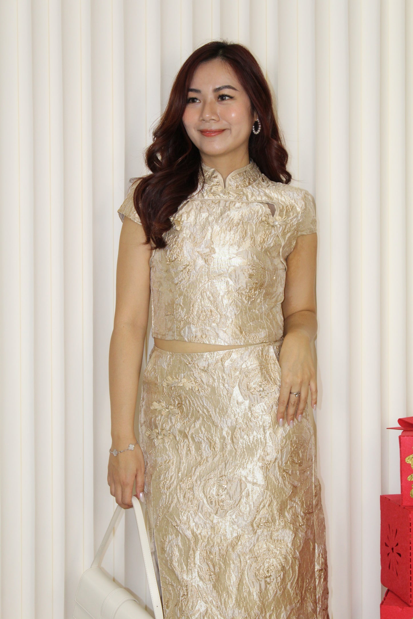 Nicky Jacquard Cheongsam Set (Gold)