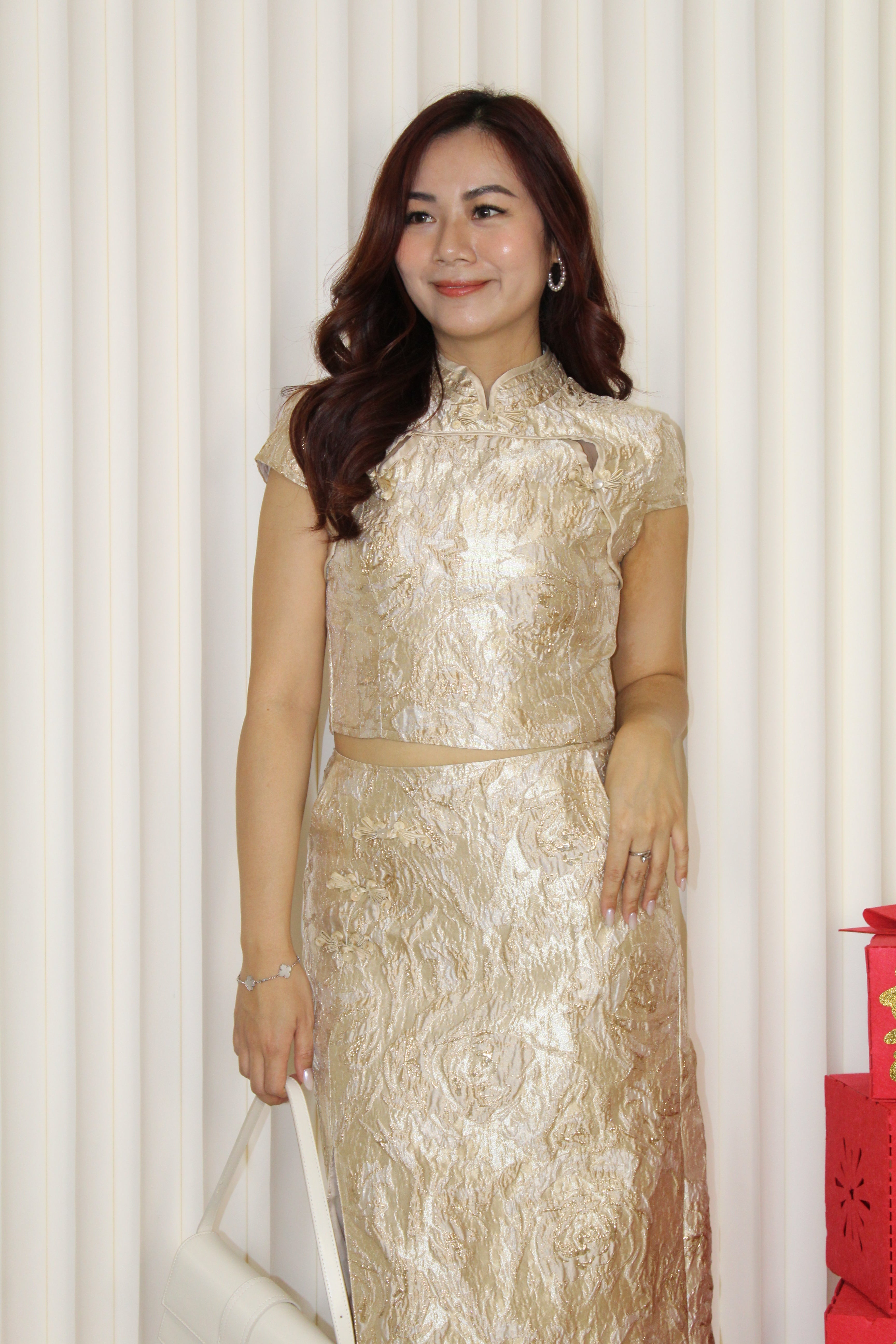 Nicky Jacquard Cheongsam Set (Gold)