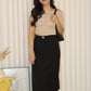 Capucine Straight Midi Skirt (Cream)