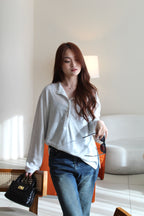 Laura Stripes Casual Long Sleeve Top (White)