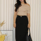 Capucine Straight Midi Skirt (Cream)