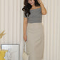 Capucine Straight Midi Skirt (Cream)