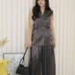 Anaelle Satin Vest Two Piece Pants Set (Grey)