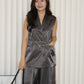 Anaelle Satin Vest Two Piece Pants Set (Grey)