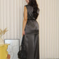 Anaelle Satin Vest Two Piece Pants Set (Grey)