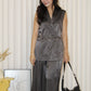 Anaelle Satin Vest Two Piece Pants Set (Grey)