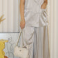 Anaelle Satin Vest Two Piece Pants Set (Grey)