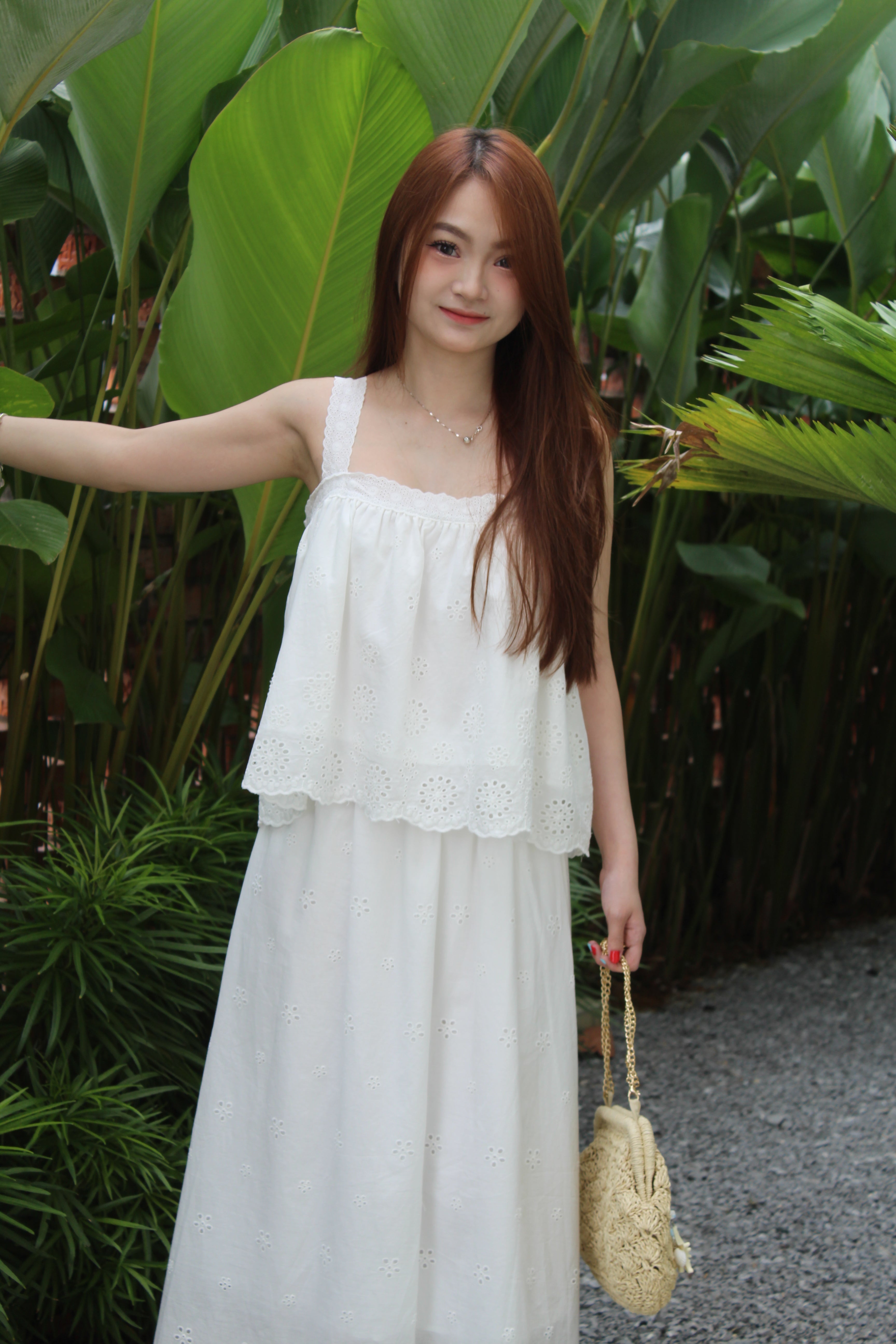 Froeni Broderie Two Piece Skirt Set (White)