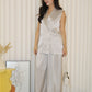 Anaelle Satin Vest Two Piece Pants Set (Grey)