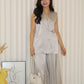 Anaelle Satin Vest Two Piece Pants Set (Grey)