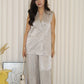 Anaelle Satin Vest Two Piece Pants Set (Grey)
