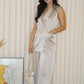 Anaelle Satin Vest Two Piece Pants Set (Grey)