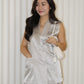 Anaelle Satin Vest Two Piece Pants Set (Grey)