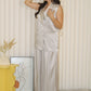 Anaelle Satin Vest Two Piece Pants Set (Grey)