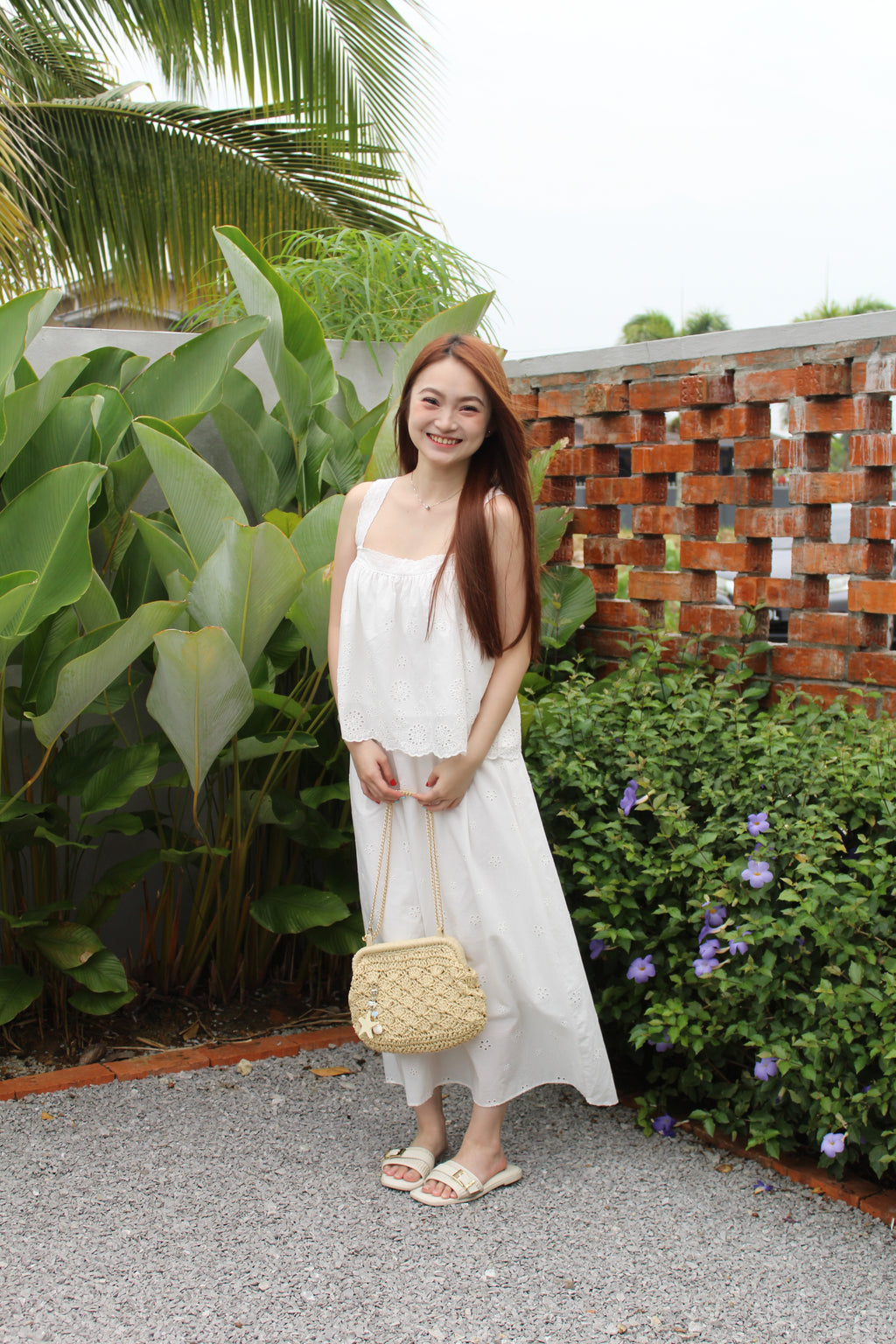 Froeni Broderie Two Piece Skirt Set (White)