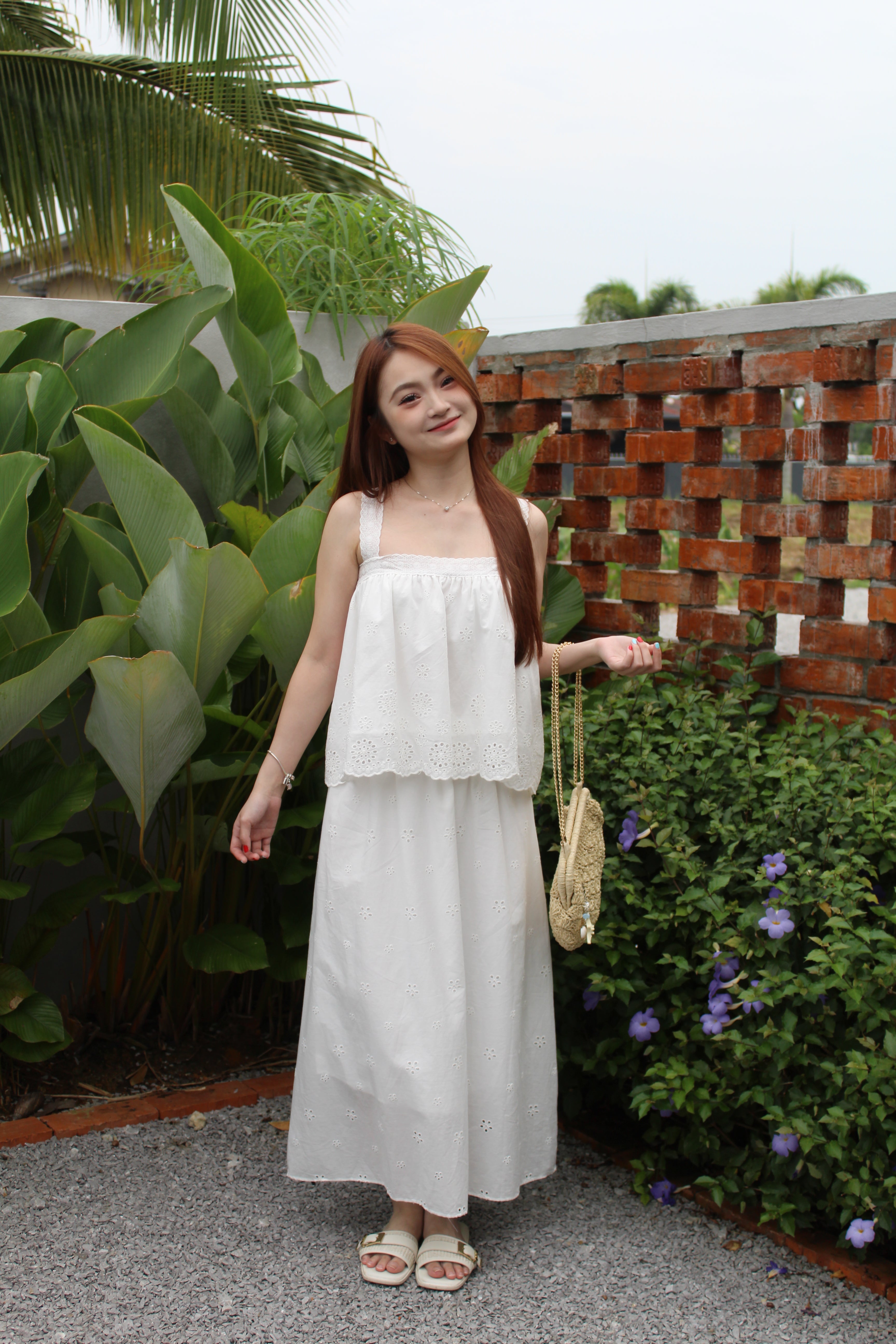Froeni Broderie Two Piece Skirt Set (White)