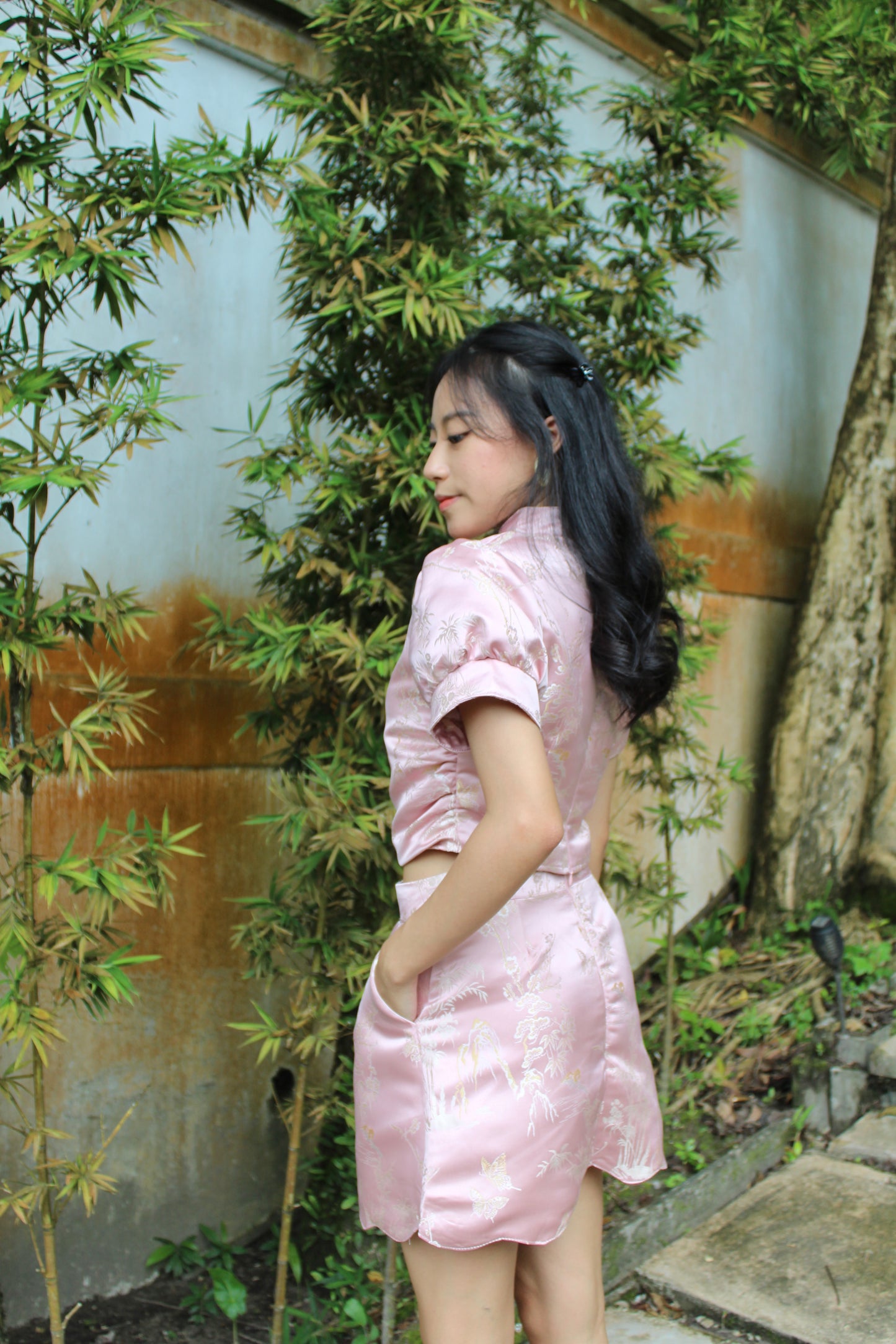 Mei Cheongsam Satin Skirt (Pink)