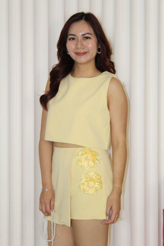 Queenie Suit Two Piece Skirt Set (Yellow)