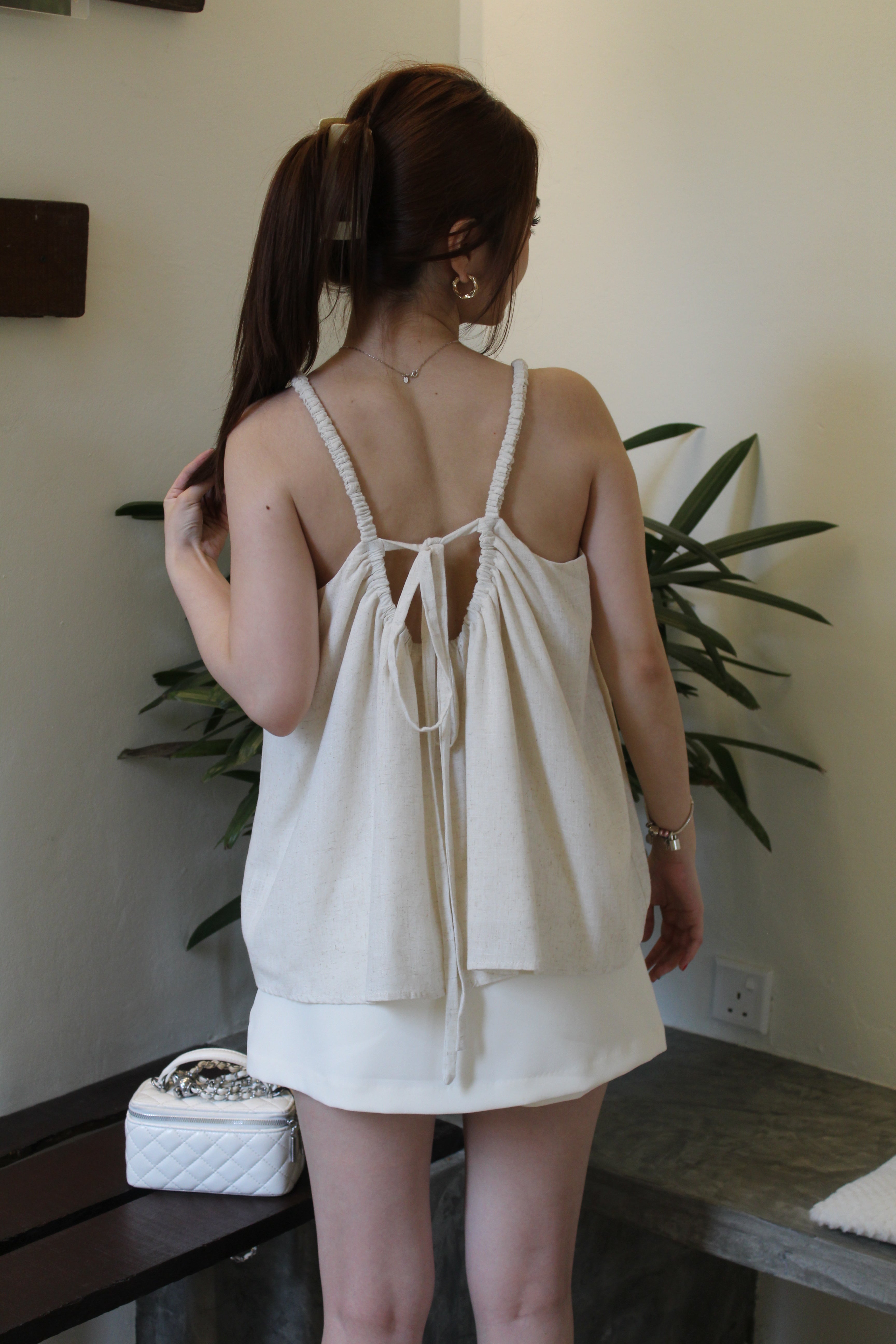 Idelle Linen Flare Top (Cream)