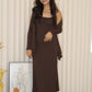 Ysee Cardigan Two Piece Dress Set (Brown)